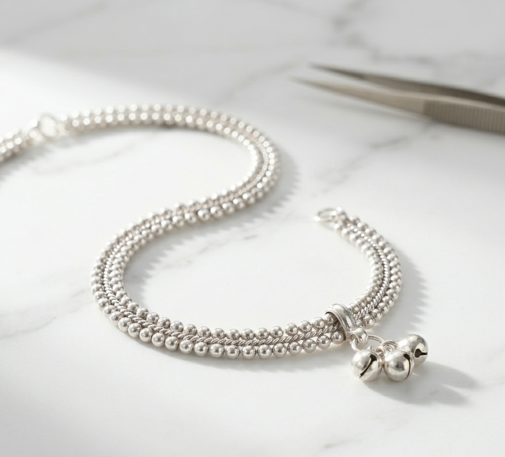 Traditional Silver Ghungroo Anklet VishaalMart