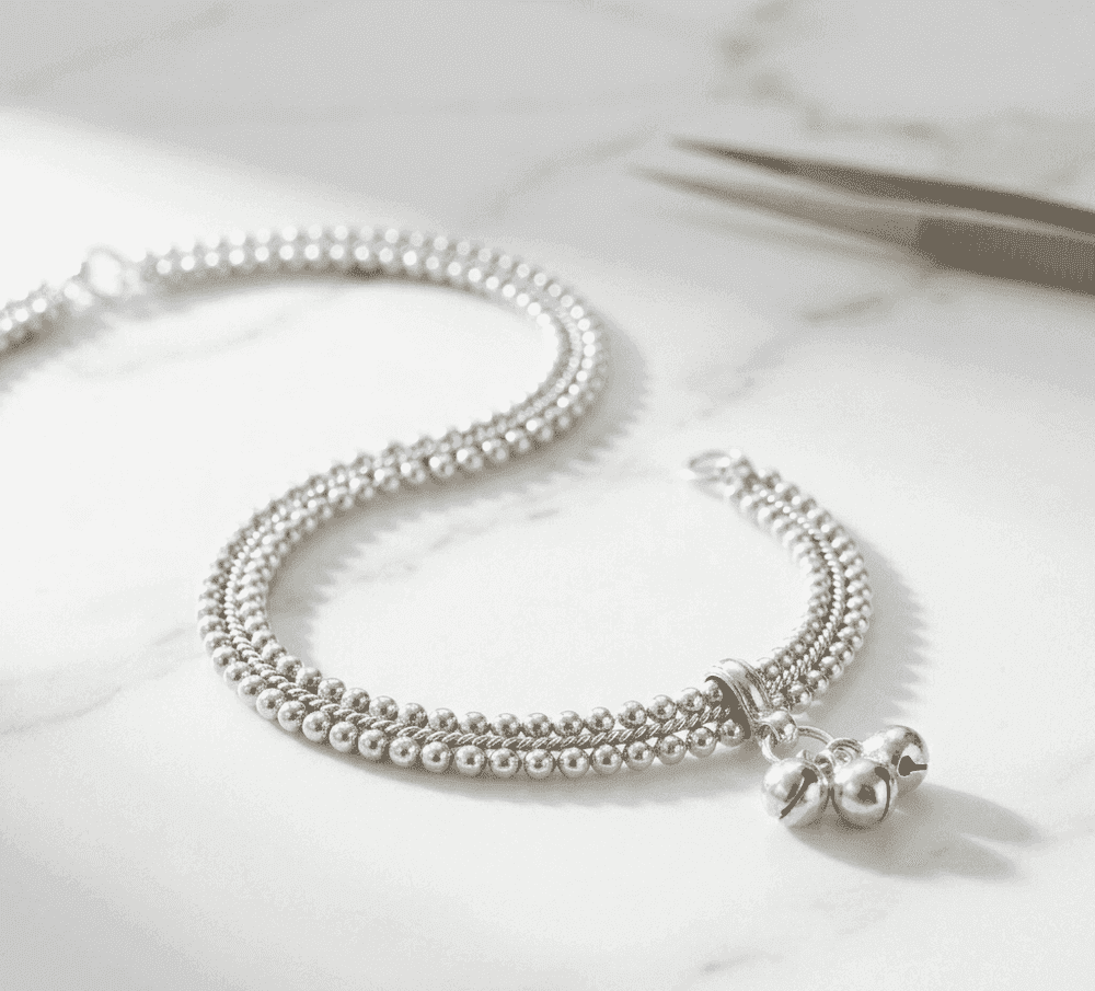 Traditional Silver Ghungroo Anklet Pair
