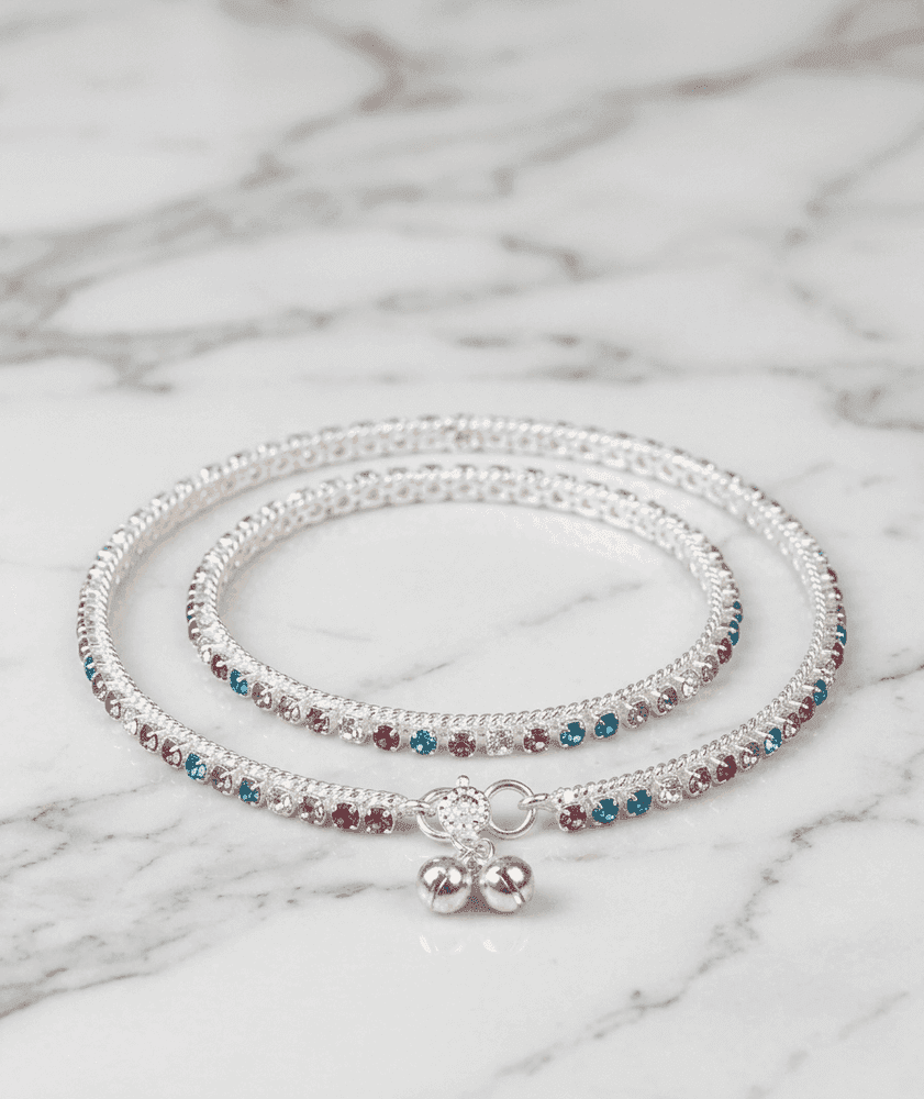 Handcrafted Silver Flower Anklet