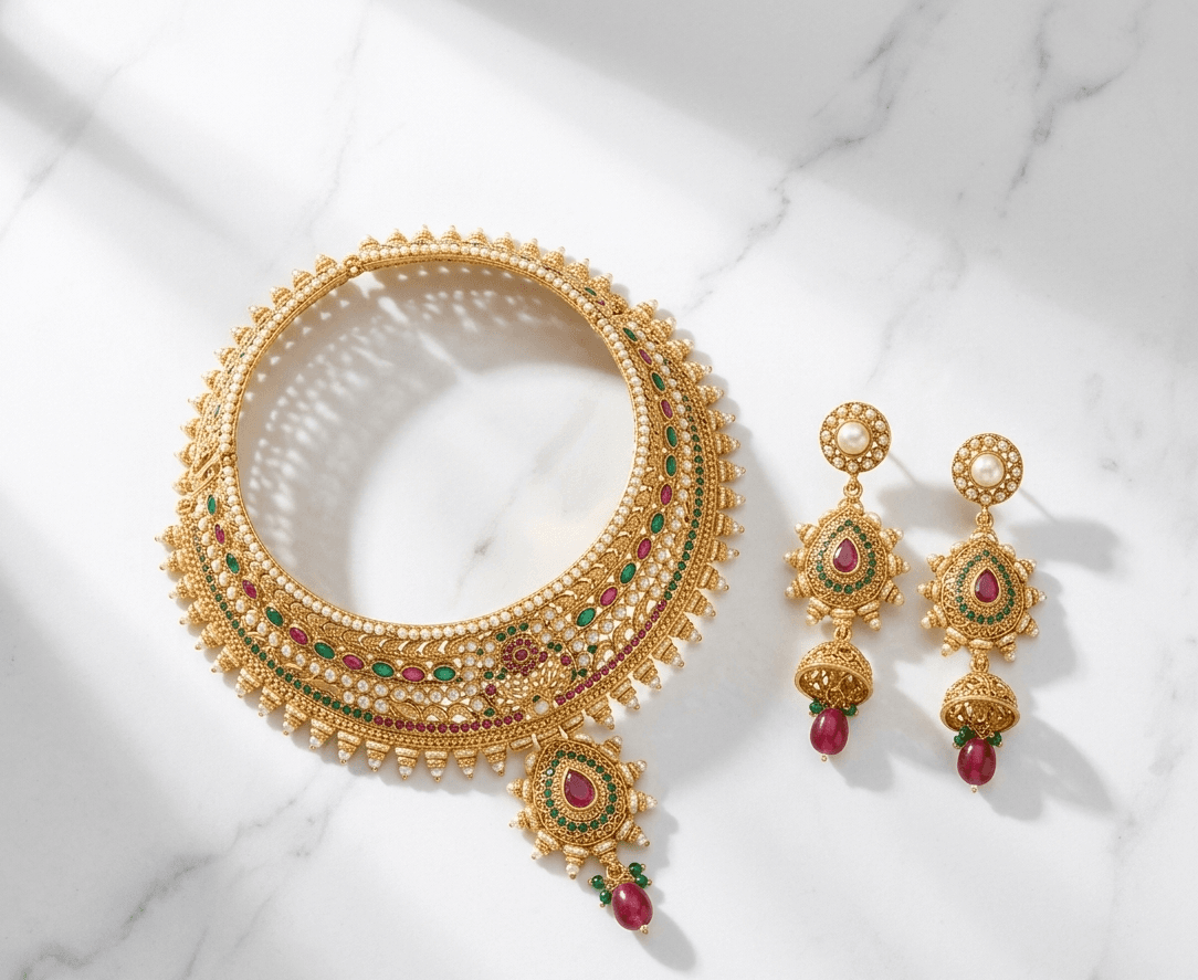 Gold Plated Kundan Bridal Choker Set