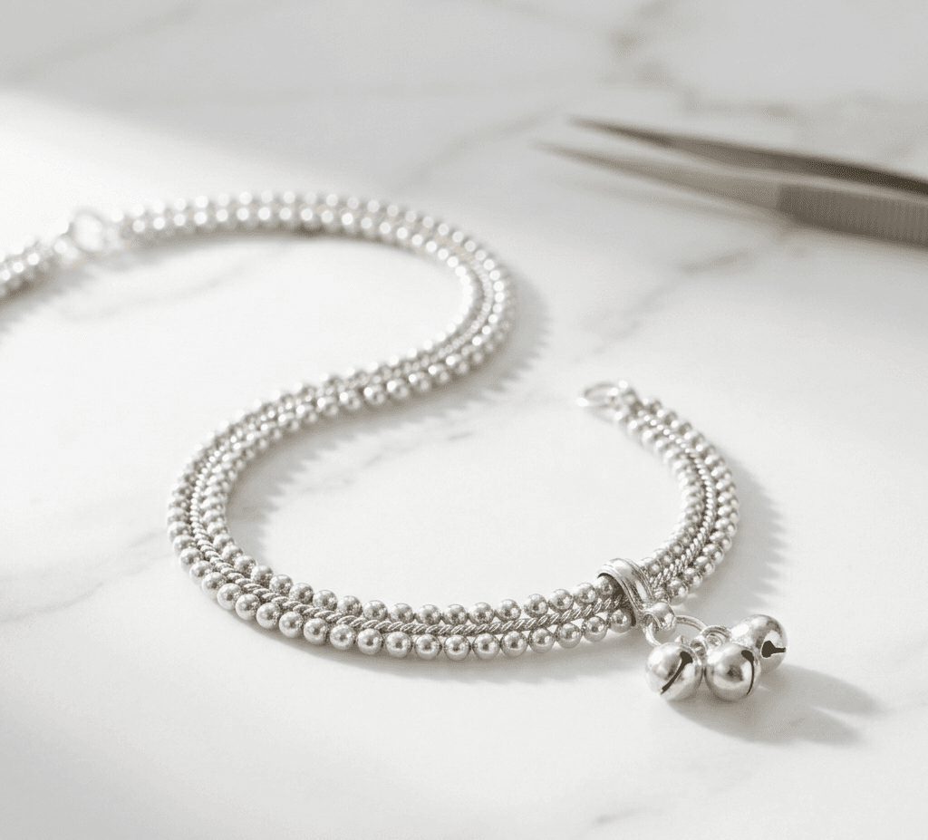 Traditional Silver Ghungroo Anklet Pair
