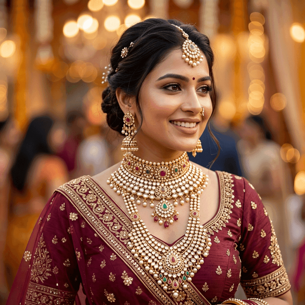 Styling traditional Kundan Rajasthani jewellery Jaipur VishaalMart